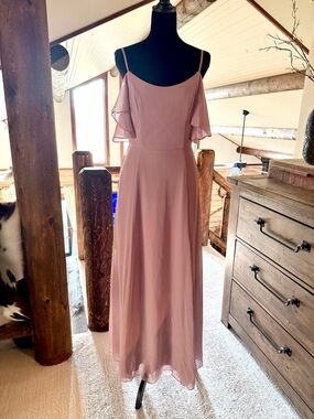 Dusty Rose Cold-Shoulder Maxi Dress